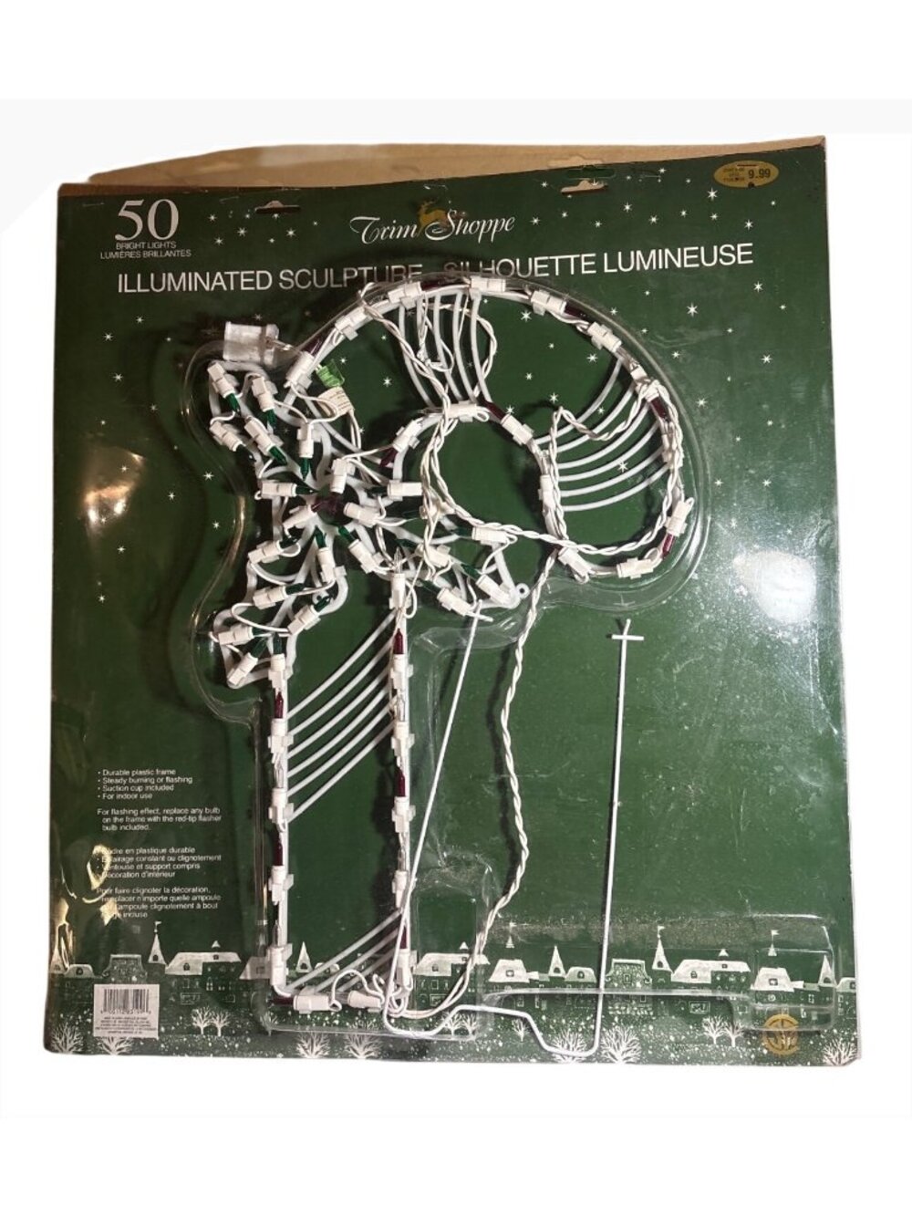 Trim Shoppe Illuminated Candycane Silhouette 50 Lights Indoor Use 18x12" New